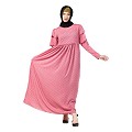 Polka dotted maxi dress abaya- Puce Pink Polka dotted maxi dress abaya- Puce Pink